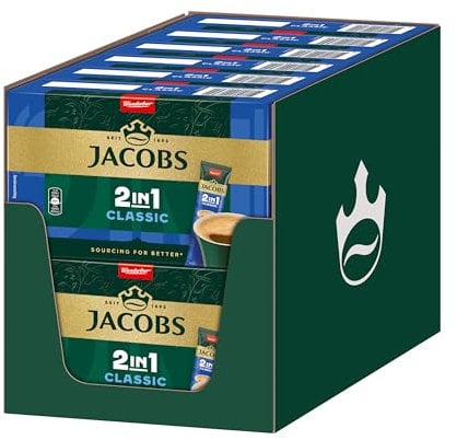 Jacobs 2in1 Classic, Instant Kaffee Sticks, löslicher Bohnenkaffee mit Creamer, 12 x 10 Sticks, 120 Getränke