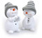 TEMPELWELT 2X Deko Figur Schneemann im Set je 11 cm, Keramik weiß, Wintermütze Textil Wolle grau, Keramikfigur Dekofigur Winter Weihnachten Advent Dekoration [Typ A]