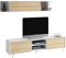 Mueble de salón, Comedor, Módulo TV + Estante, Modelo Zaiken Plus, Color Blanco Brillo y Roble Canadian, Medidas: 180 cm (Ancho) x 51 (Alto) x 41 cm (Fondo)