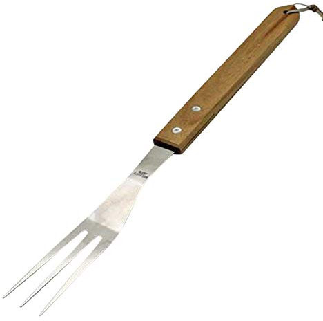 Land-Haus-Shop Grillgabel 41 cm, Edelstahl, Eichen Holz, Grill Wurst BBQ Barbeque Fleisch Gabel (LHS)