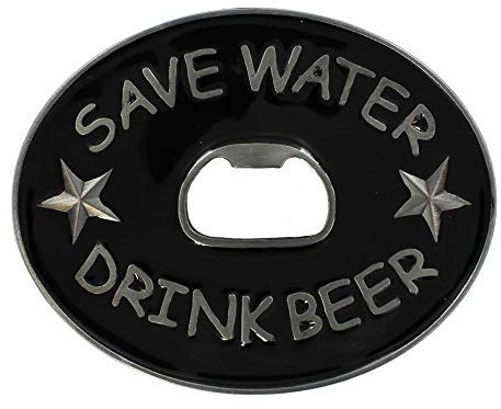 eeddoo® Gürtelschnalle - Save Water Drink Beer Flaschenöffner (Buckle für Wechselgürtel für Damen und Herren | Belt Frauen Männer Oldschool Rockabilly Metall Bier Bar Pub Rock Biker Western Trucker)