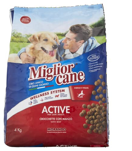 Migliorcane Pellets Trockenfutter für Hunde (Hundefutter trocken, 100% Made in Italy, Hauptzutat: Rindfleisch, Hundetrockenfutter, Hunde Futter, Portionsgröße: 4 kg)