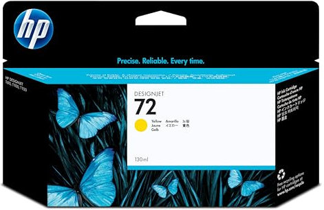 HP 72 Gelb 130 ml Original Druckerpatrone (C9373A) mit originaler HP Tinte für T2300 eMFP, T1300, T1200, T1120, T1100, T1100 MFP, T795, T790, T770, T620, T610 & T600 Großformatdrucker
