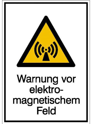 Betriebsausstattung24 Warn- Kombischild Warnung vor dem elektromagnetischem Feld - 26,2 x 27,1 cm - Aluminium, geprägt - DIN EN ISO 7010 - ASR A1.3