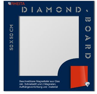 Glas Magnettafel Memoboard Pinwand incl. Magnete + Stift 50x50cm /Farbe: weiß