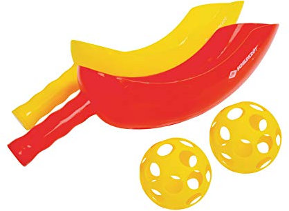 Schildkröt® Scoop Ball Set, 2 Schläger, 2 Bälle, Geschicklichkeitsspiel, inklusive wiederverschließbarer Netztasche, 970131, rot, gelb