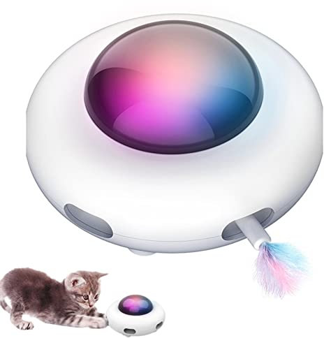 2 Pcs Juguete interactivo para gatos con plumas, Juguete para gato con platillo volador OVNI, Juguetes de ejercicio para gatos recargables móviles para gatitos de gatos de interior Generic