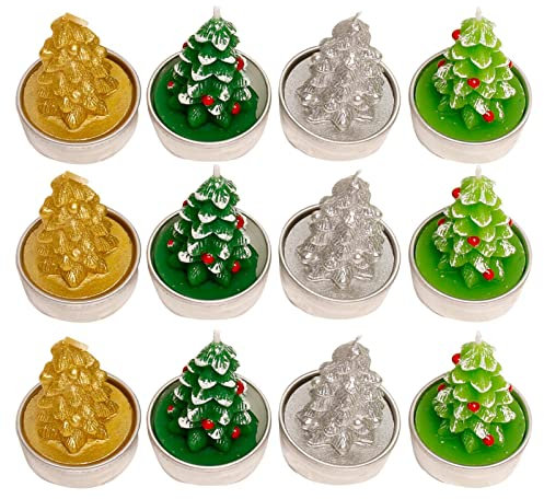 Luckxing 12 Weihnachten Kerzen Weihnachten Teelicht Kerzen 5 Thema Weihnachten Designs Weihnachtskerzen Handgemachte Zarte Weihnachtsmann, Tannenzapfen, Weihnachtsbaum