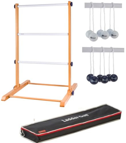 Ubergames Neu 2024 verbessert Leitergolf Spiel. Profi Set, echten Golfbällen, Massivholz, Stark & Stabil (Schwarz/Weiß)