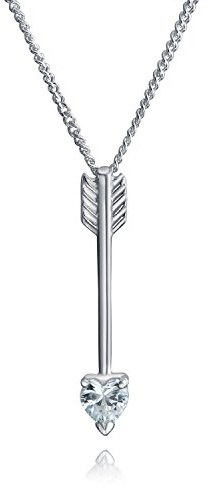 Bling Jewelry Minimalistische Herzform Cubic Zirconia Cz Spitze Pfeil Anhänger Halskette Für Frauen Für Teenager .925 Sterling Silber