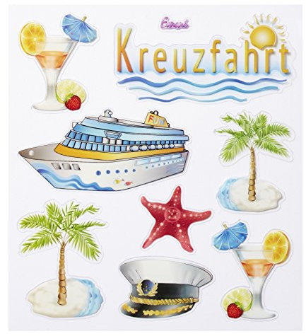 Hobbyfun 3452466 Design Sticker Kreuzfahrt Aufkleber Urlaub Schiff Palmen