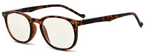 Eyekepper Blue Light Filter Reading Glasses for Women Men Reading Computer Screen Blocking UV Rays Anti Glare Vintage Small Frame Digital Readers,Tortoise +1.00
