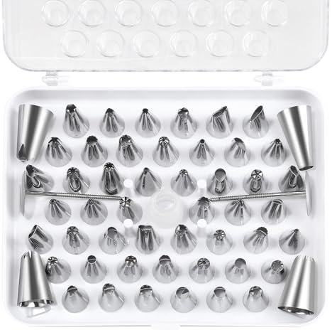 LIHAO Beccucci per Sac a Poche, Set di 52 pezzi Beccucci in Acciaio Inox per Lavori di Pasticceria