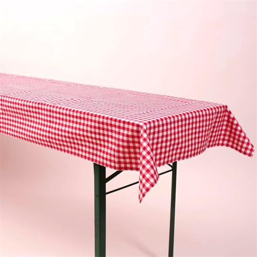 Biertisch Tischdecke kariert Rot Weiß Baumwolle 100x270 cm – rot Karierte Tischdecke Biertisch Baumwolle, gewebtes Karomuster 1x1 cm