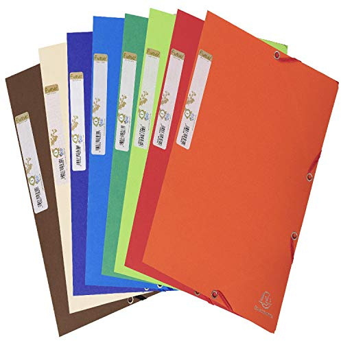 Exacompta 56980E 25er Pack Einschlagmappe Forever. Aus Recycling-Karton DIN A4 mit 2 Gummizügen, 3 Klappen und Rückenschild farbig sortiert zweifarbig Sammelmappe Dokumentenmappe Blauer Engel
