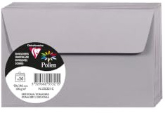 Clairefontaine 55321C - Packung mit 20 Umschläge Pollen selbstklebend, 9x14cm, 120g, ideal für Ihre Einladungen und Korrespondenz, Koalagrau, 1 Pack