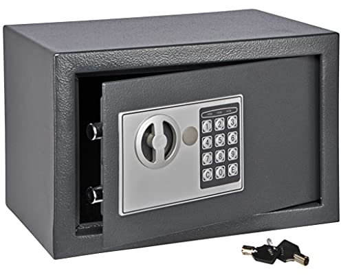 Haushalt International Safe mit Elektronik Zahlenschloß und Schlüssel Tresor schwarz 31 x 20 x 20 cm