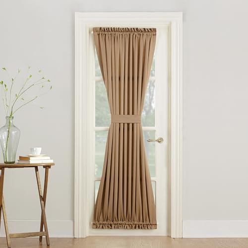 Sun Zero Barrow Energy Efficient Rod Pocket Door Curtain Panel, 54 x 72, Taupe
