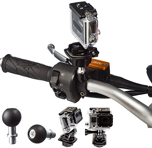 Ultimateaddons Motorrad 1 / 25mm Kugel Adapter für Flache Oberflächen & M10 Bolzenbefestigung Kompatibel mit GoPro Hero Action Kamera 4, 5, 6