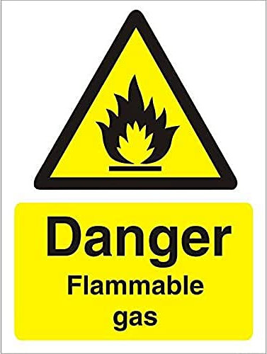 Seco Cartello con scritta Danger Flammable Gas, 150 mm x 200 mm – 1 mm, in plastica semi rigida