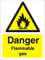 Seco Cartello con scritta Danger Flammable Gas, 150 mm x 200 mm – 1 mm, in plastica semi rigida