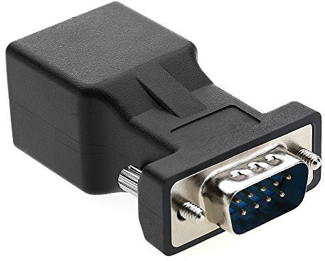 LFHUKEJI RJ45 auf RS232, DB9 9-polig seriell Port Stecker zu RJ45 Buchse Cat5e/6 Ethernet LAN Extend Adapter