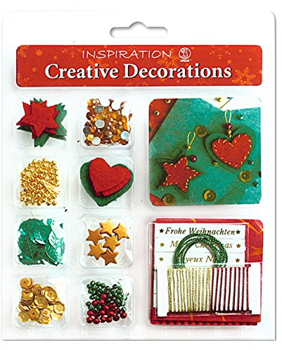 Ursus 56300016 - Creative Decorations, Christmas, rot/grün/gold, Accessoires zum Selbstgestalten, hochwertige Materialien, unterschiedliche Farben und Sortierungen, zum Verzieren von Karten