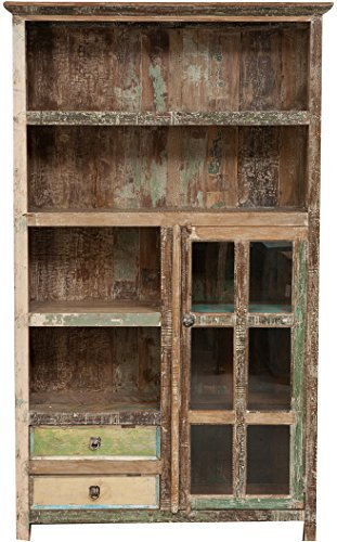 Biscottini Buffetschrank 122x39x201 cm - Lebensmittel kommode Shabby Walnussholz - Komodenschrank - Küchenschrank - Schrank - Küche - Küchenschrank - Wohnzimmer möbel