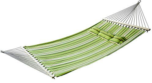 Outsunny Hammock 2 Person Camping Swing Outdoor Garden Beach Stripe Hanging Bed with Pillow 188L x 140W (cm)
