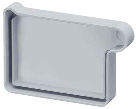 INEFA Dachrinnen Endstück Kastenrinne PVC NW83 / 83mm, rechts Grau Dachrinnenzubehör, einfache Steckmontage, Made in Germany