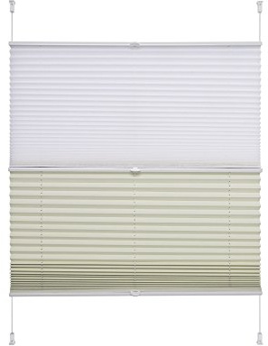 JalousieCrew Klemmfix Night & Day Plissee Verdunkelung Farbe weiß/beige Creme - Breite 40 bis 100 cm, Länge 130 cm - Klemm - Rollo ohne zu Bohren (100 x 130 cm)