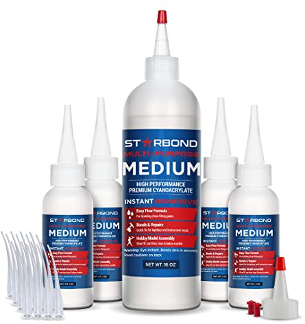 STARBOND EM-150 Medium, Premium CA - Super Glue Kit with Extra Bottles, Caps, and Microtips, 16 oz. (Bulk Size) (for Woodturning, Pen Turning, Lapidary, Acrylic Nails)