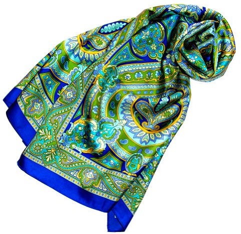 Lorenzo Cana Seidenschal aufwändig bedruckt Paisley Muster Schal 100% Seide 50 x 170 cm harmonische Farben Damentuch Schaltuch 89075
