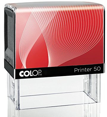 Stempel Colop Printer IQ 50 | personalisierbar mit individueller Textplatte / Logo | Textstempel Adressstempel Firmenstempel Namensstempel | Rahmenfarbe schwarz 30 x 69 mm - 7 Zeilen