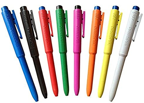 Maya. Stylo rétractable J800 détectable métaux et rayons X. Composition 100% qualité alimentaire. Écriture jusqu'à 10 000 m. Certifications BRC/IFS/ISO (encre bleue)