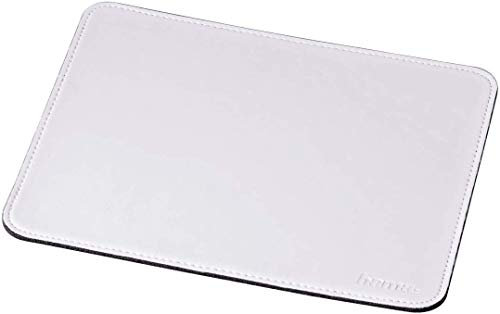 Hama Mauspad (22 x 18 cm, Office Mousepad in Lederoptik, optimale Gleitfähigkeit, rutschfeste Unterseite) weiß