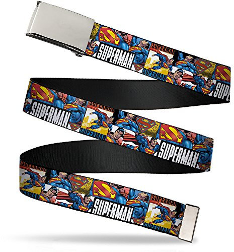 Buckle-Down Unisex, Erwachsene Web Belt Superman 1.25 Gürtel, Mehrfarbig, 3 cm Breit-Passt Oben-107 cm Pant Größe