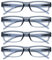 OPULIZE ACE Lesebrille für Damen und Herren - 4er-Pack - Schmaler Rechteckiger Rahmen - Komfort Federscharniere - Kratzfest - Grau UVR +3.50