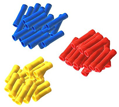 Stossverbinder isoliert 300 Set 100x Rot + 100 x Blau + 100 Gelb Stoßverbinder vollisoliert Crimpzange Quetschverbinder Kabelverbinder Crimp Zange Verbinder Kabelschuhe kfz ARLI