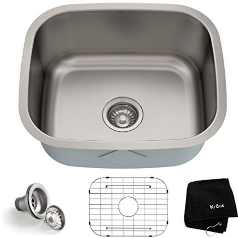 Kraus KBU11 20 inch Undermount Single Bowl 16 Gauge Stainless Steel Kitchen Sink