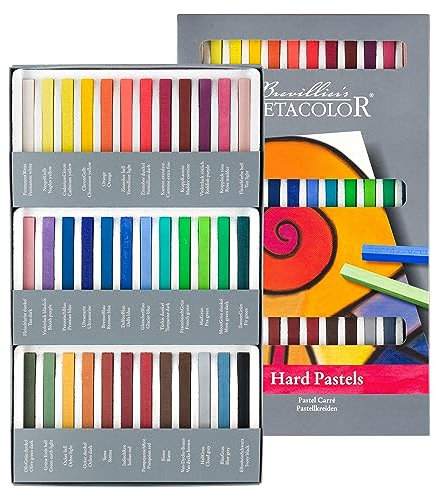 CRETACOLOR Pastellkreiden-Set, 36 Farben, fettfrei, hoch pigmentiert, wasservermalbar, weicher Abstrich, brillantes Farbergebnis