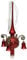 Lauschaer Glas Weihnachtsbaumspitze mit Glöckchen rot Glanz, umsponnen L ca. 28cm d(Kugel) 7cm Christbaumschmuckspitze mundgeblasen,handdekoriert,Leonischer Draht