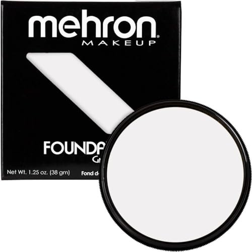 Mehron Make-up Foundation Greasepaint | Bühnen-, Gesichts- und Körperfarbe | White (38 g)