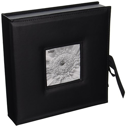 Pioneer Photo Albums Fotobox mit 120 Taschen, 3 Ringe, genähter Kunstlederrahmen, Fotobox für 10,2 x 15,2 cm, 12,7 x 17,8 cm, Schwarz