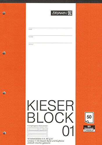 Kieserblock 01 BRUNNEN 50 Blatt/Lineatur 1 - DinA4 / 80 g