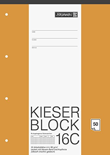 5er Pack Brunnen 16C A4 Kieserblock rautiert 50 Blatt