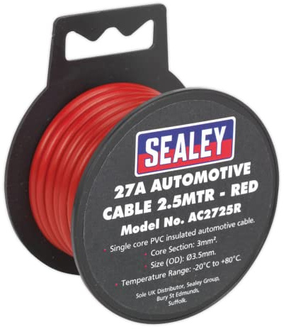 Sealey AC2725R Automotive Cable Thick Wall 27A 2.5mtr Red