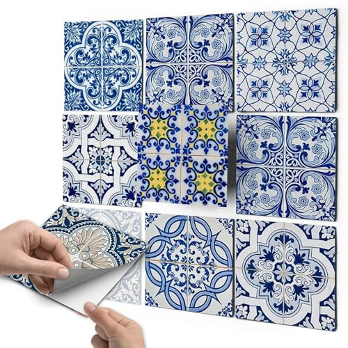 CREATISTO Fliesenfolie, Fliesensticker, Fliesen-Aufkleber I Dekosticker Badezimmerfliesen und Küchenfliesen selbstklebend I 15x15 cm - Motiv Klassisch - 9 Stück