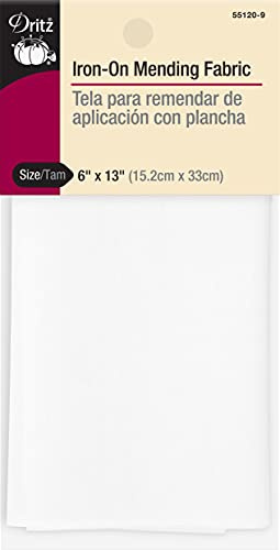 Dritz Iron-On Mending Tape, 6 x 13-Inch, 1 Count, White
