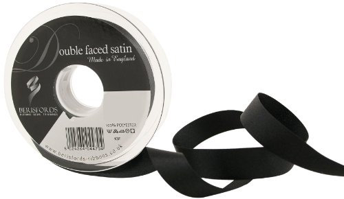 Berisfords 3501 Doppelseitiges Satinband, 20 m x 15 mm, Schwarz
